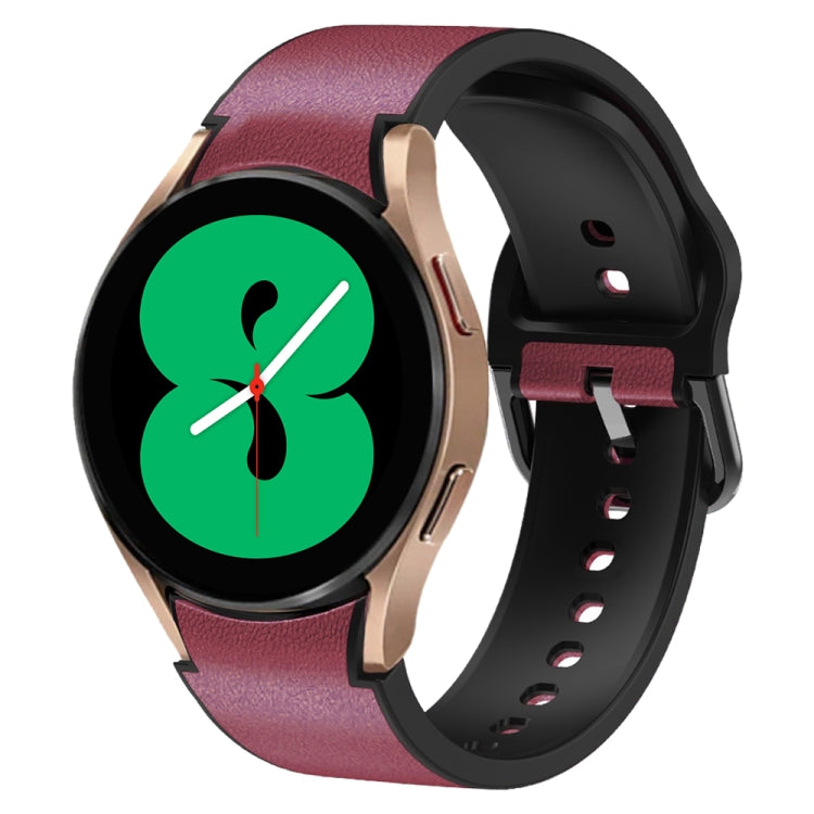 For Samsung Galaxy Watch 4 44mm Silicone Adhesive Leather Watch Band(Burgundy) by bashfashion