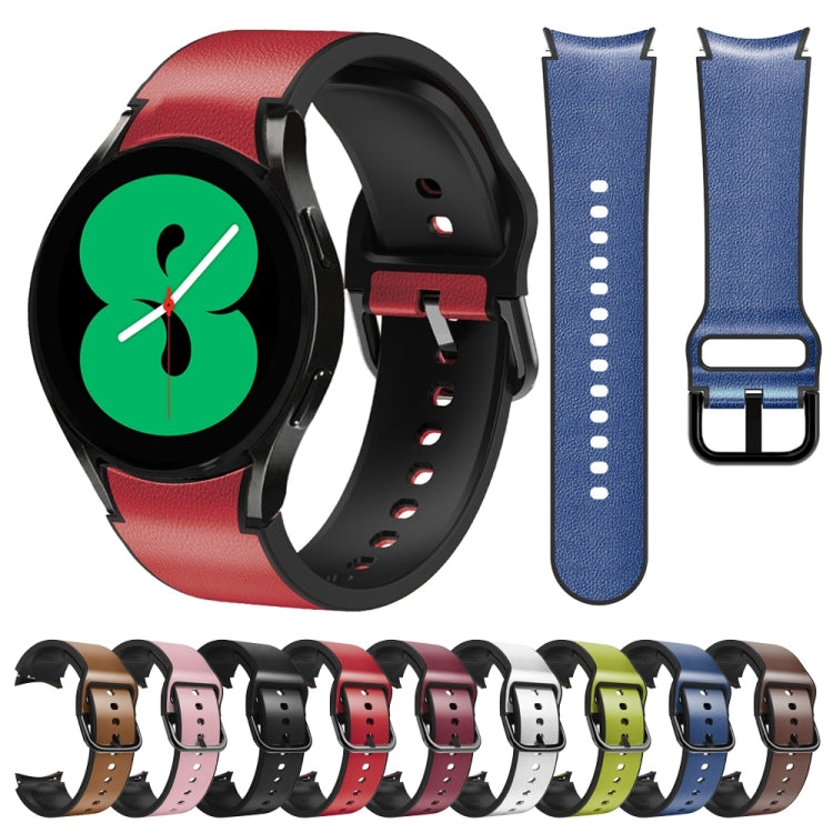 For Samsung Galaxy Watch 4 44mm Silicone Adhesive Leather Watch Band(Black) by bashfashion