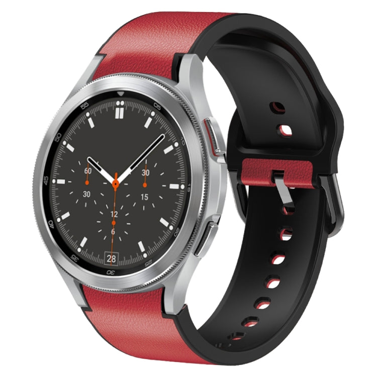 For Samsung Galaxy Watch 4 Classic 46mm Silicone Adhesive Leather Watch Band(Red) by bashfashion