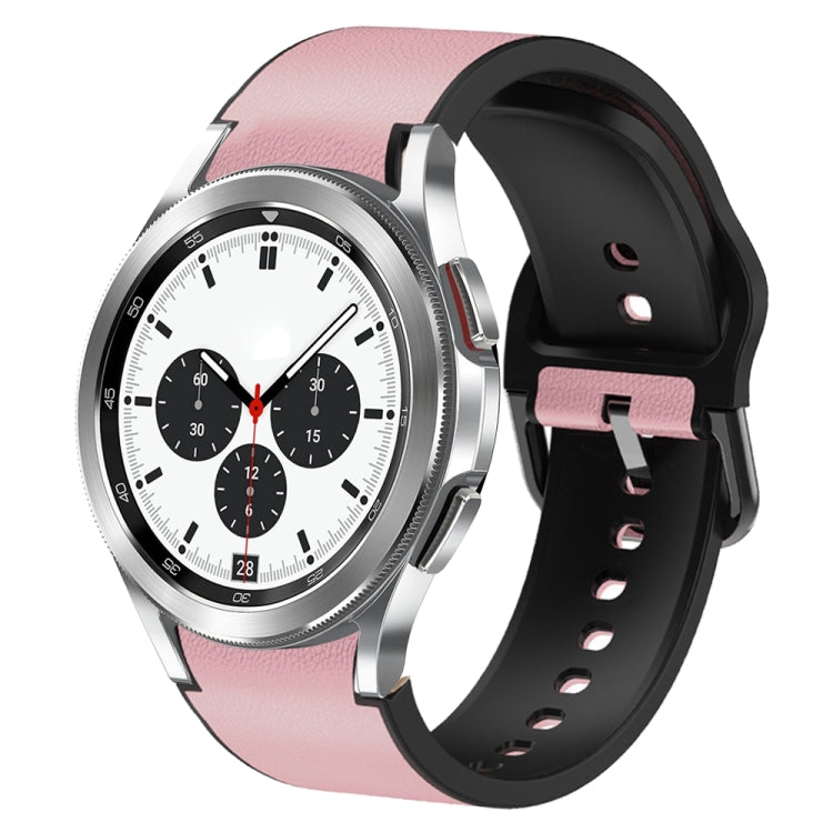 For Samsung Galaxy Watch 4 Classic 42mm Silicone Adhesive Leather Watch Band(Pink) by bashfashion