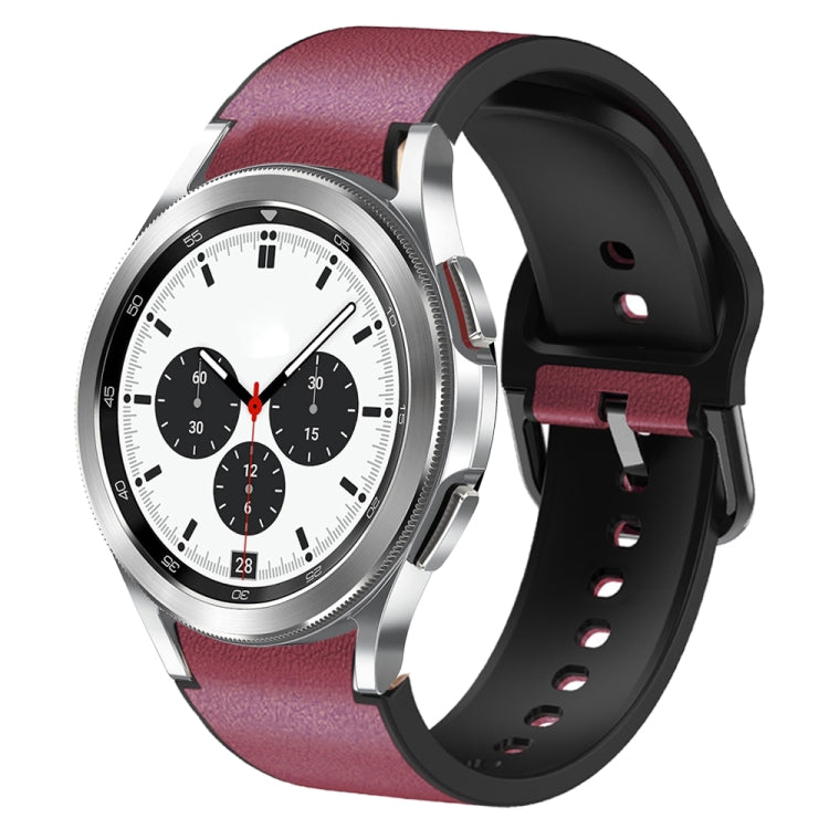 For Samsung Galaxy Watch 4 Classic 42mm Silicone Adhesive Leather Watch Band(Burgundy) by bashfashion