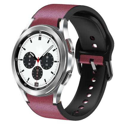 For Samsung Galaxy Watch 4 Classic 42mm Silicone Adhesive Leather Watch Band(Burgundy) by bashfashion