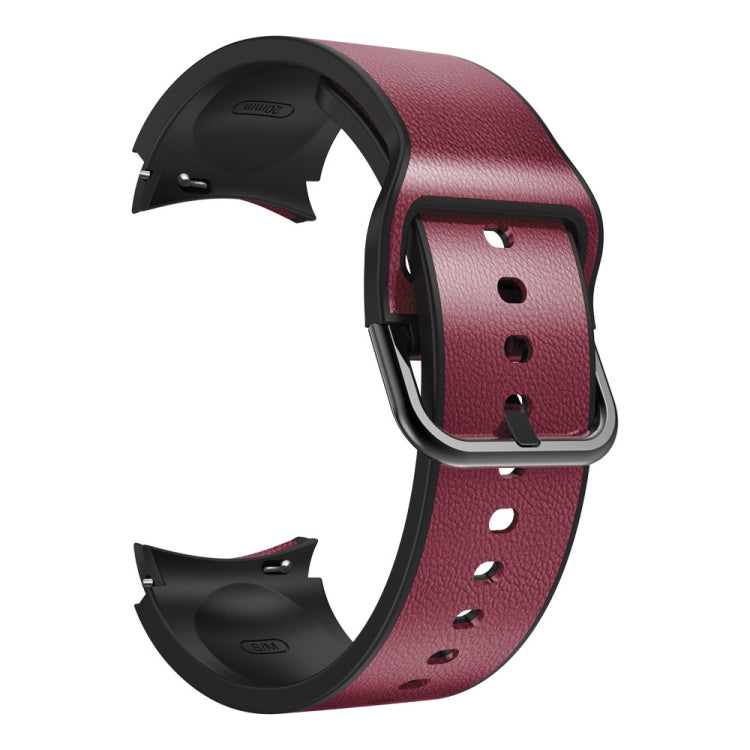 For Samsung Galaxy Watch 4 Classic 42mm Silicone Adhesive Leather Watch Band(Burgundy) by bashfashion