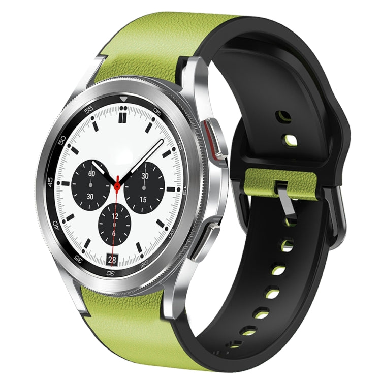 For Samsung Galaxy Watch 4 Classic 42mm Silicone Adhesive Leather Watch Band(Lime Color) by bashfashion