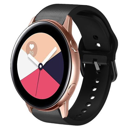 For Samsung Galaxy Watch Active 2 Silicone Adhesive Leather Watch Band(Black) by bashfashion