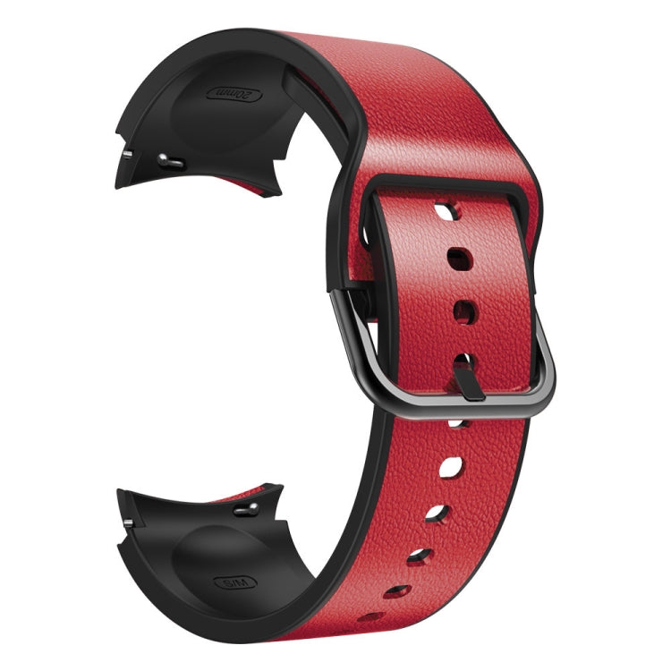 For Samsung Galaxy Watch Active 2 Silicone Adhesive Leather Watch Band(Red) by bashfashion