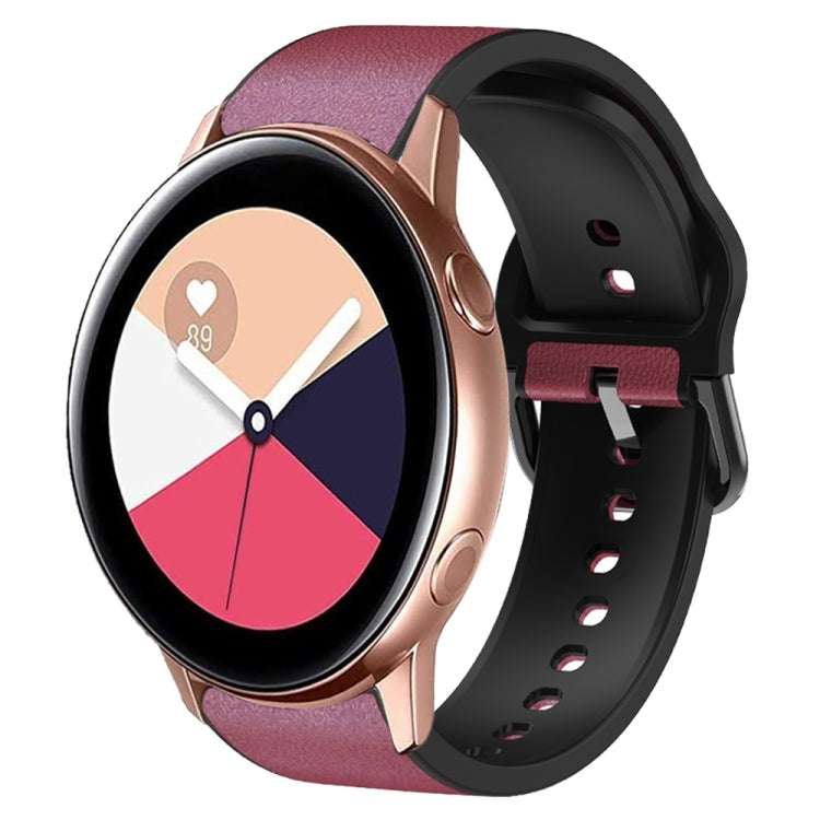 For Samsung Galaxy Watch Active 2 Silicone Adhesive Leather Watch Band(Burgundy) by bashfashion
