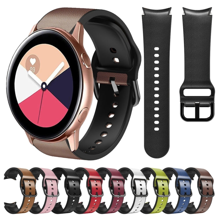 For Samsung Galaxy Watch Active 2 Silicone Adhesive Leather Watch Band(Burgundy) by bashfashion