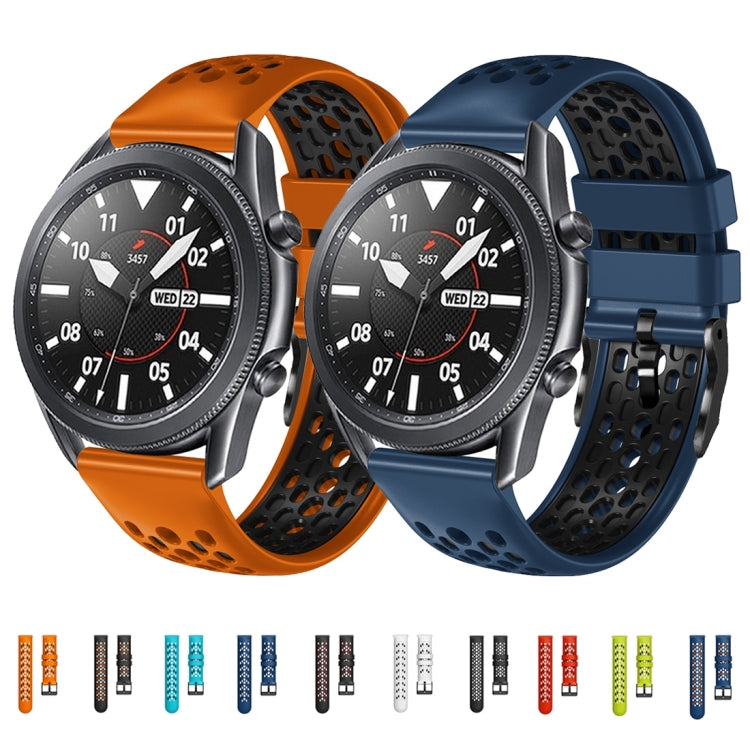 For Samsung Galaxy Watch 46mm 22mm Two-Color Breathable Silicone Watch Band(Orange+Black) by bashfashion
