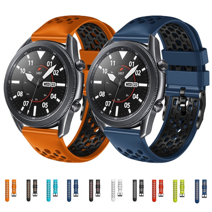 For Samsung Galaxy Watch 46mm 22mm Two-Color Breathable Silicone Watch Band(Orange+Black) by bashfashion