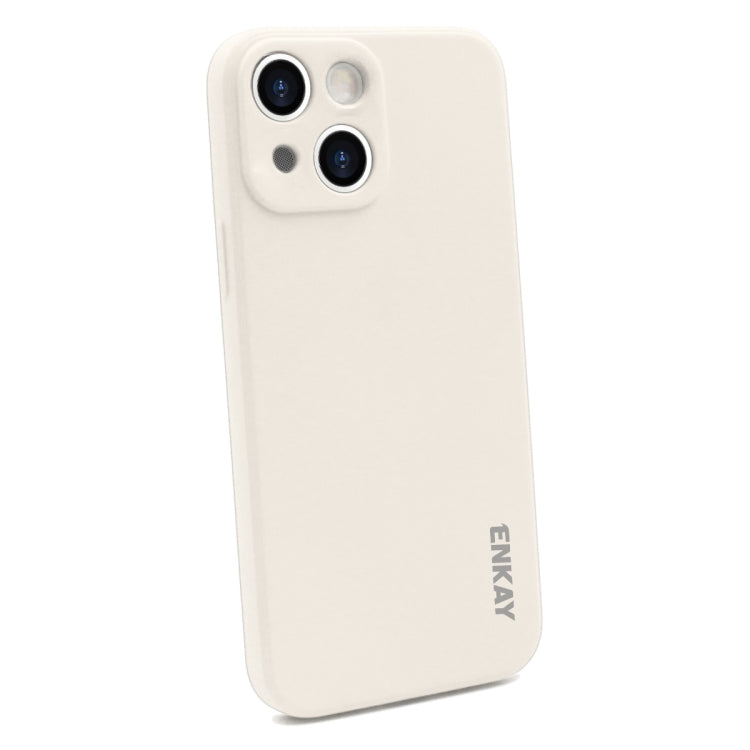 For iPhone 14 Plus ENKAY Liquid Silicone Shockproof Soft Phone Case(Beige) by ENKAY