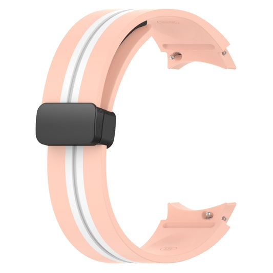 For Samsung Galaxy Watch 5 44mm Folding Magnetic Clasp Silicone Watch Band(Pink+White) by bashfashion