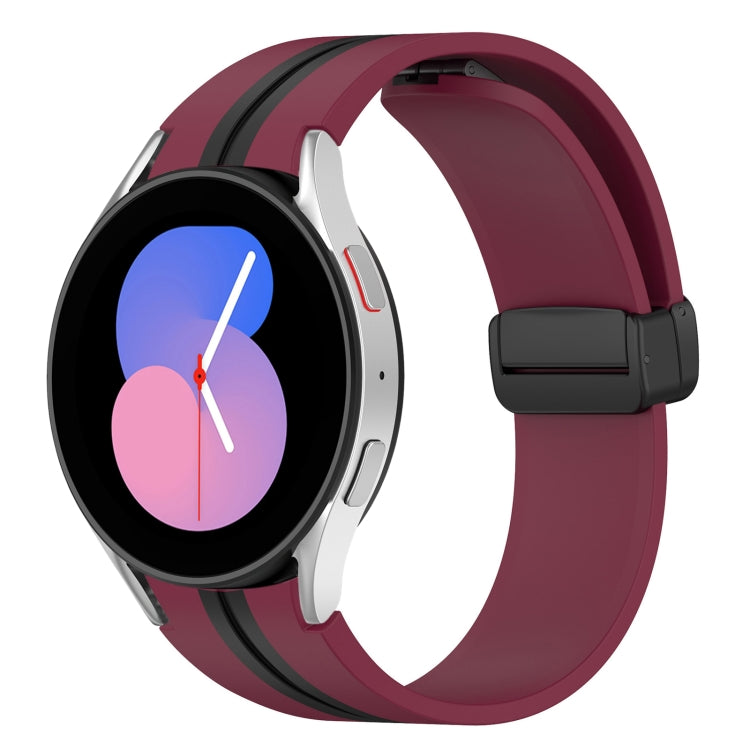 For Samsung Galaxy Watch 5 44mm Folding Magnetic Clasp Silicone Watch Band(Wine Red+Black) by bashfashion