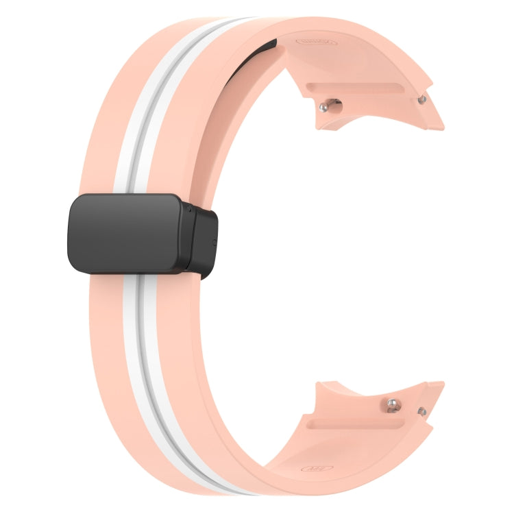 For Samsung Galaxy Watch 5 40mm Folding Magnetic Clasp Silicone Watch Band(Pink+White) by bashfashion