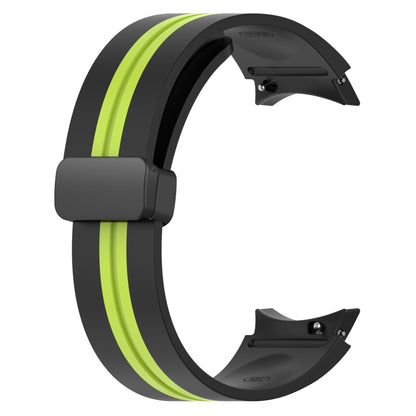 For Samsung Galaxy Watch 5 40mm Folding Magnetic Clasp Silicone Watch Band(Black+Lime Green) by bashfashion