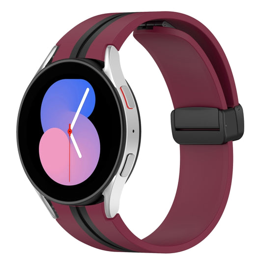 For Samsung Galaxy Watch 5 40mm Folding Magnetic Clasp Silicone Watch Band(Wine Red+Black) by bashfashion