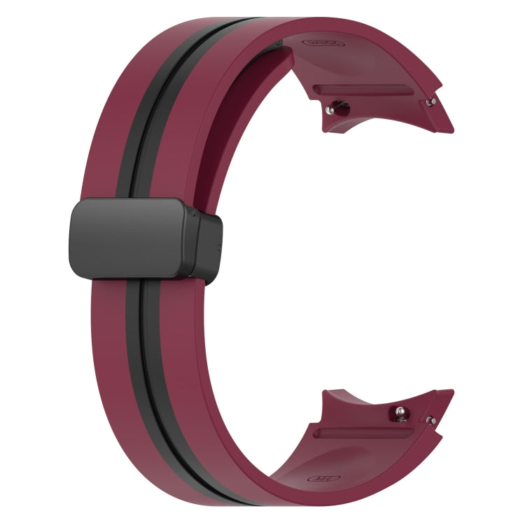 For Samsung Galaxy Watch 5 40mm Folding Magnetic Clasp Silicone Watch Band(Wine Red+Black) by bashfashion