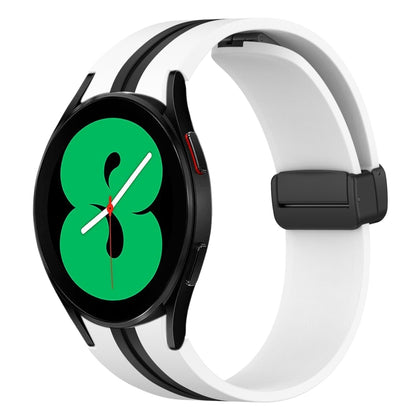 For Samsung Galaxy Watch 4 44mm Folding Magnetic Clasp Silicone Watch Band(White+Black) by bashfashion