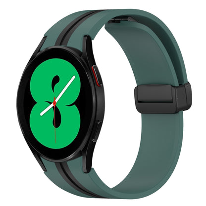 For Samsung Galaxy Watch 4 44mm Folding Magnetic Clasp Silicone Watch Band(Olive Green+Black) by bashfashion
