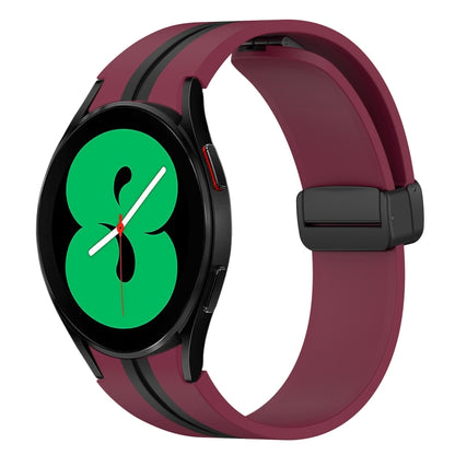 For Samsung Galaxy Watch 4 44mm Folding Magnetic Clasp Silicone Watch Band(Wine Red+Black) by bashfashion