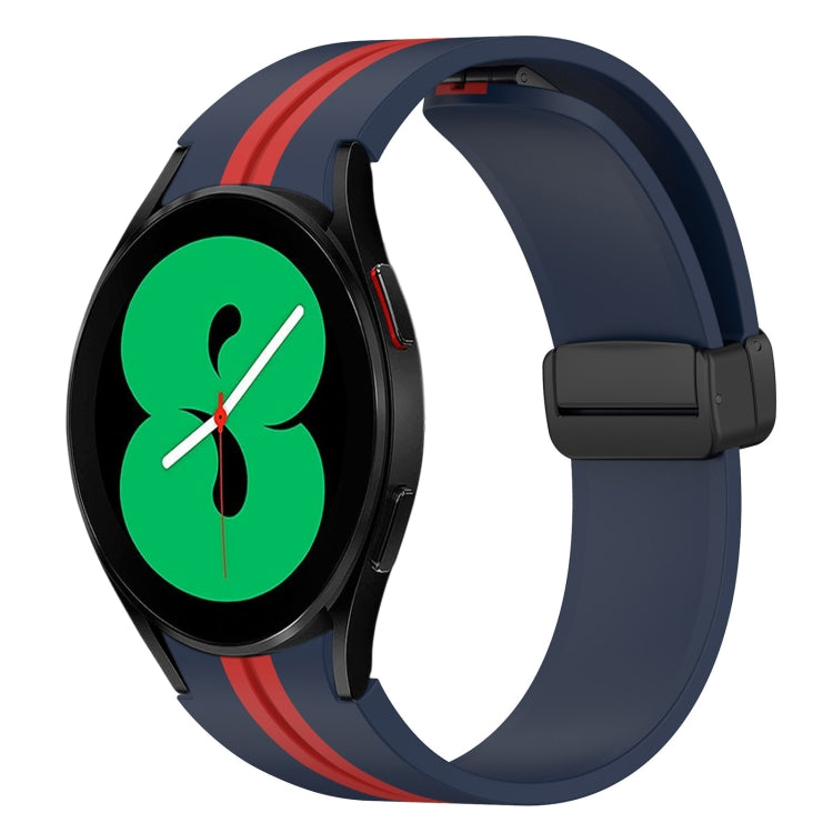 For Samsung Galaxy Watch 4 44mm Folding Magnetic Clasp Silicone Watch Band(Midnight Blue+Red) by bashfashion