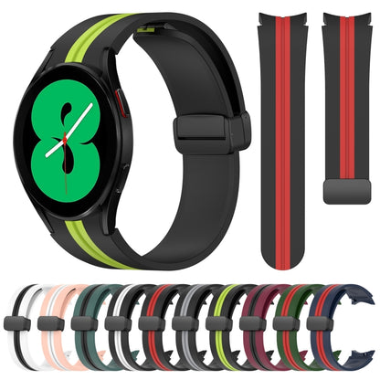 For Samsung Galaxy Watch 4 44mm Folding Magnetic Clasp Silicone Watch Band(Black+Lime Green) by bashfashion