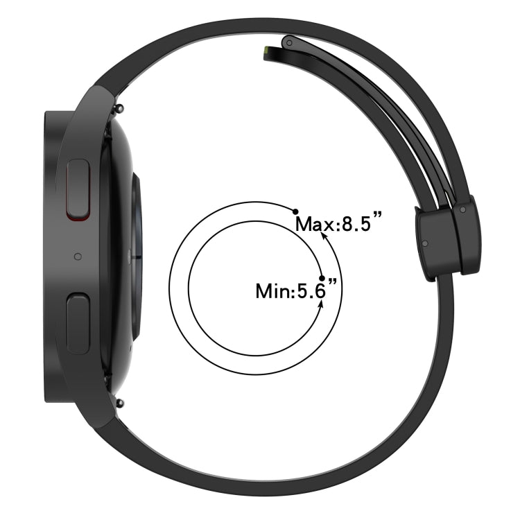 For Samsung Galaxy Watch 4 44mm Folding Magnetic Clasp Silicone Watch Band(Black+Grey) by bashfashion