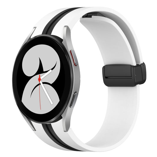 For Samsung Galaxy Watch 4 40mm Folding Magnetic Clasp Silicone Watch Band(White+Black) by bashfashion