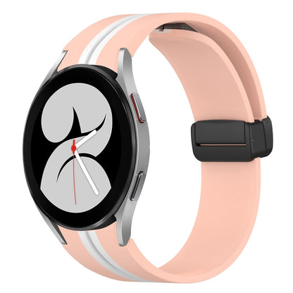 For Samsung Galaxy Watch 4 40mm Folding Magnetic Clasp Silicone Watch Band(Pink+White) by bashfashion