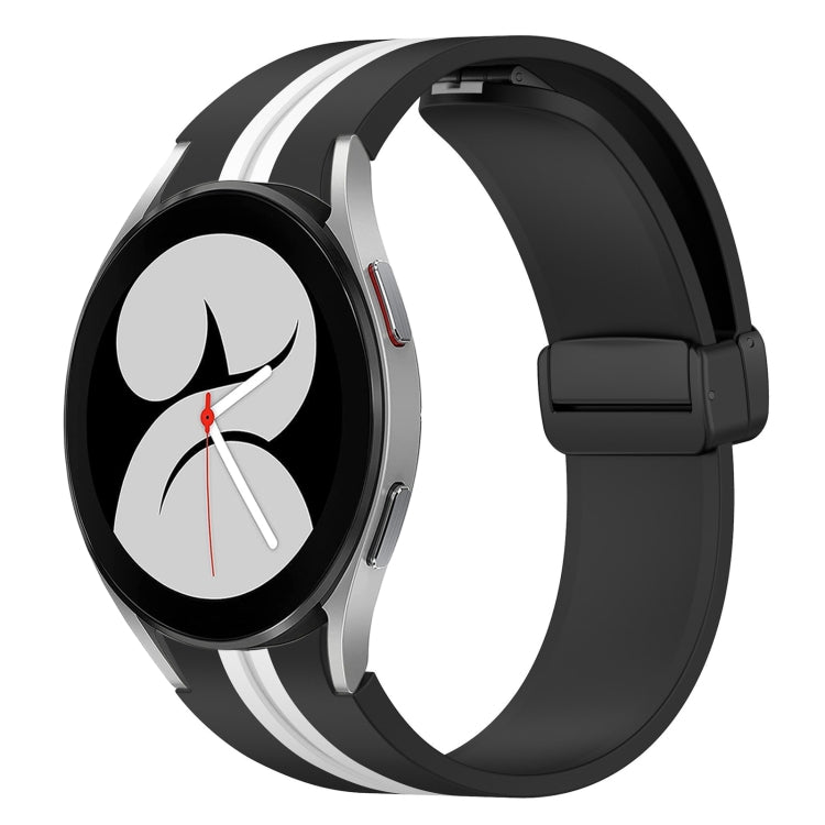For Samsung Galaxy Watch 4 40mm Folding Magnetic Clasp Silicone Watch Band(Black+White) by bashfashion