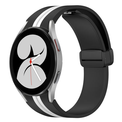 For Samsung Galaxy Watch 4 40mm Folding Magnetic Clasp Silicone Watch Band(Black+White) by bashfashion