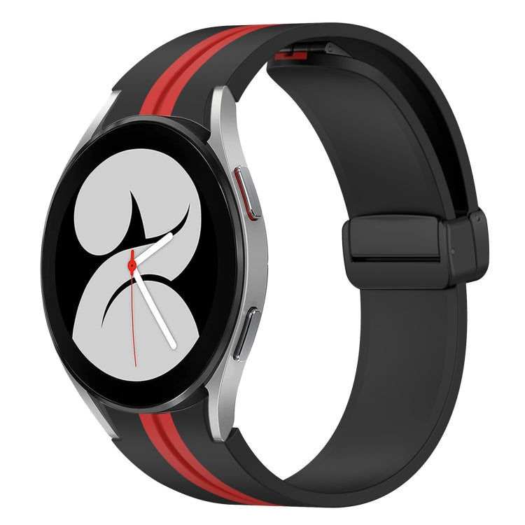 For Samsung Galaxy Watch 4 40mm Folding Magnetic Clasp Silicone Watch Band(Black+Red) by bashfashion