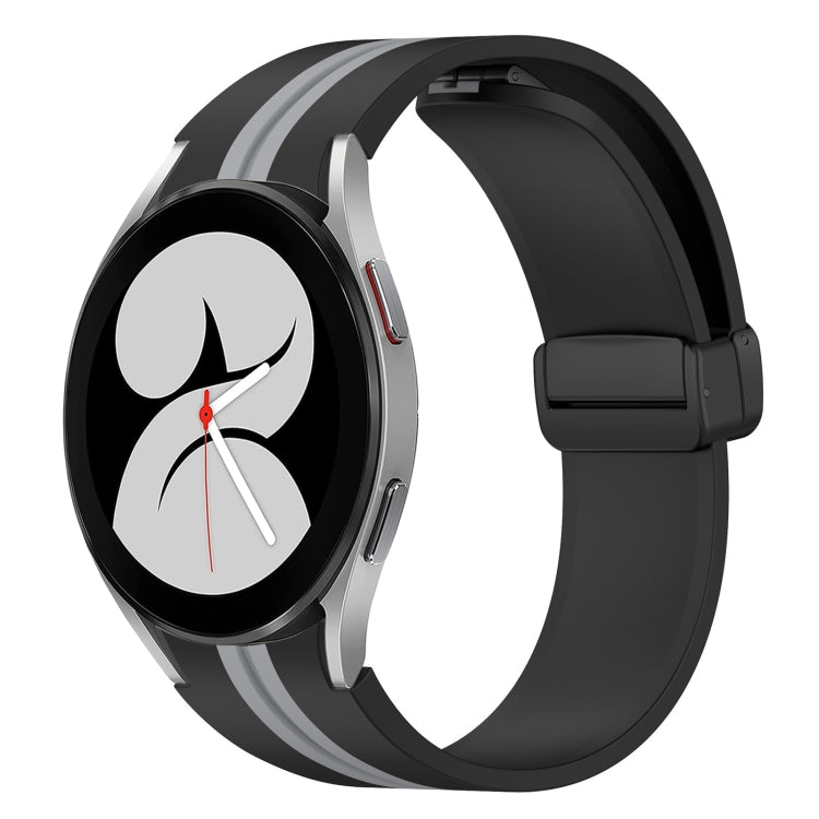 For Samsung Galaxy Watch 4 40mm Folding Magnetic Clasp Silicone Watch Band(Black+Grey) by bashfashion