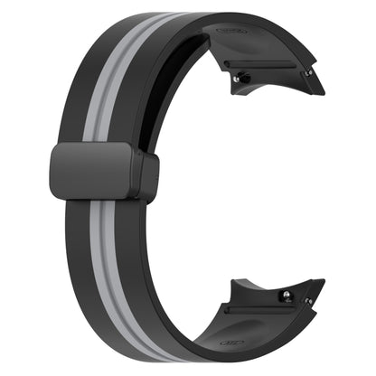 For Samsung Galaxy Watch 4 40mm Folding Magnetic Clasp Silicone Watch Band(Black+Grey) by bashfashion