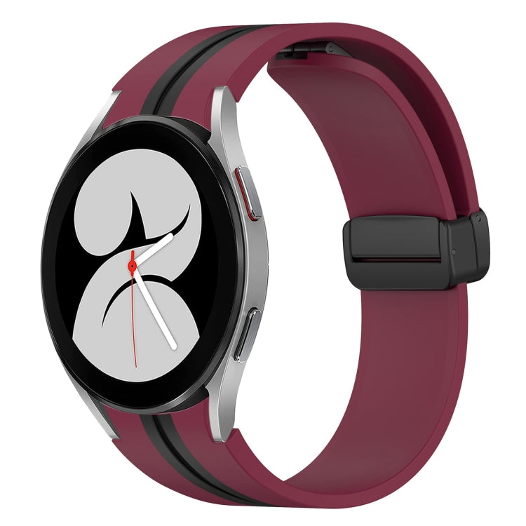 For Samsung Galaxy Watch 4 40mm Folding Magnetic Clasp Silicone Watch Band(Wine Red+Black) by bashfashion