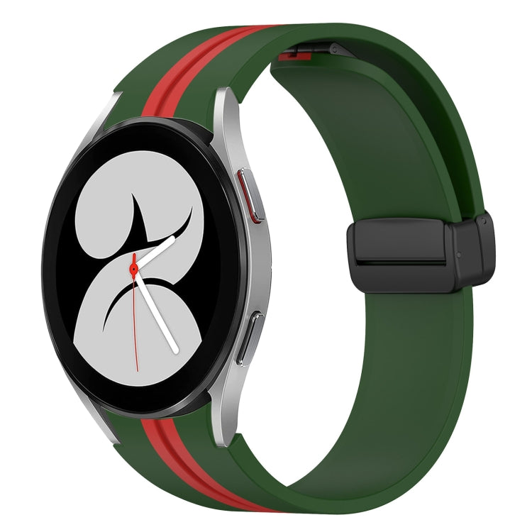 For Samsung Galaxy Watch 4 40mm Folding Magnetic Clasp Silicone Watch Band(Amy Green+Red) by bashfashion