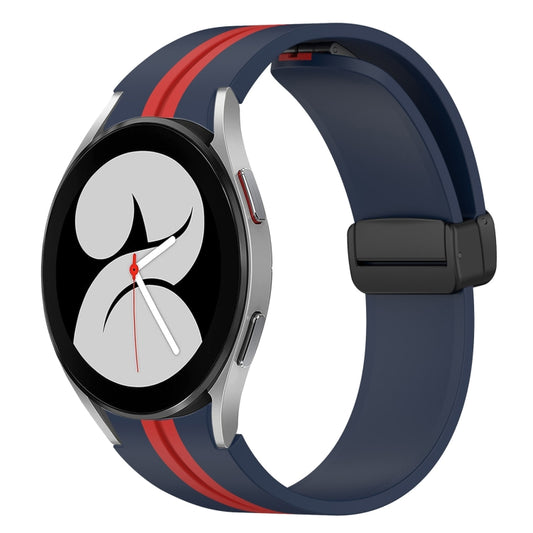 For Samsung Galaxy Watch 4 40mm Folding Magnetic Clasp Silicone Watch Band(Midnight Blue+Red) by bashfashion