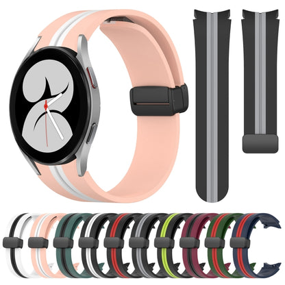 For Samsung Galaxy Watch 4 40mm Folding Magnetic Clasp Silicone Watch Band(Black+Grey) by bashfashion