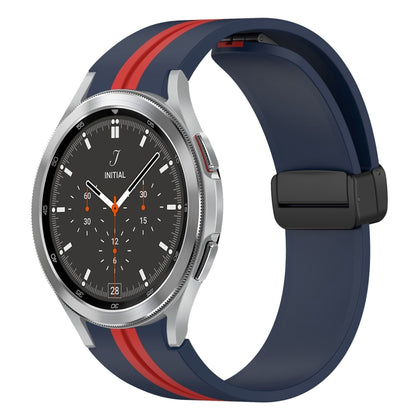 For Samsung Galaxy Watch 4 Classic 46mm Folding Magnetic Clasp Silicone Watch Band(Midnight Blue+Red) by bashfashion