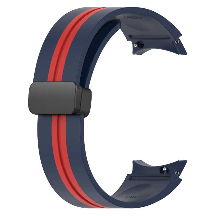 For Samsung Galaxy Watch 4 Classic 46mm Folding Magnetic Clasp Silicone Watch Band(Midnight Blue+Red) by bashfashion