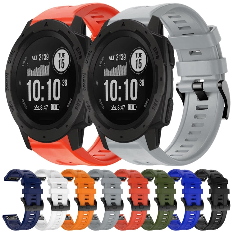 For Garmin Instinct Metal Buckle Solid Color Silicone Watch Band(White) by bashfashion