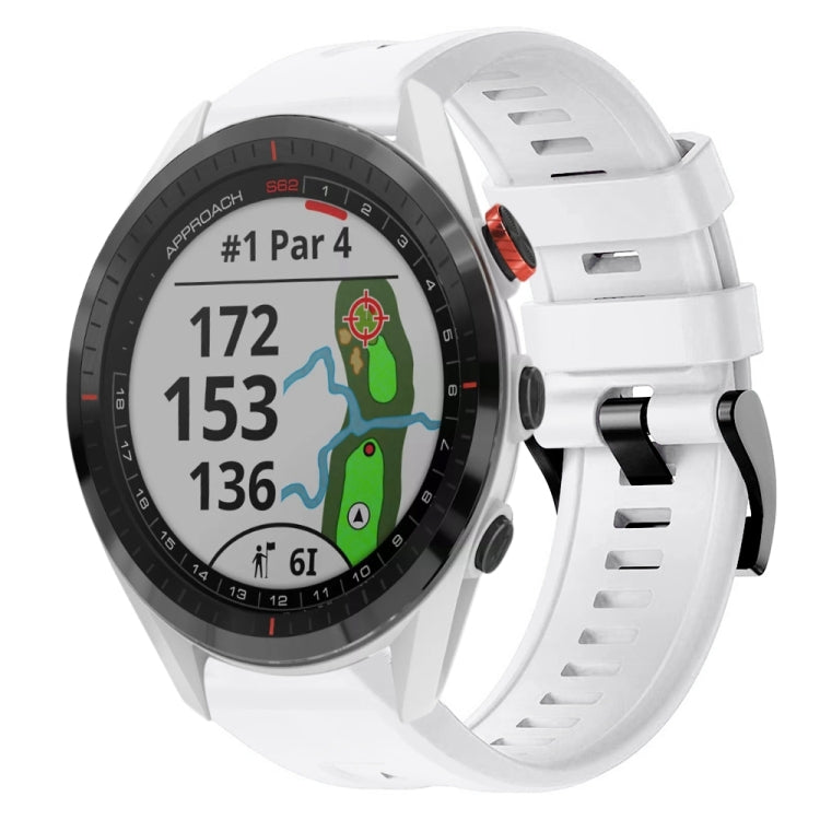 For Garmin Approach S62 Metal Buckle Solid Color Silicone Watch Band(White) by bashfashion