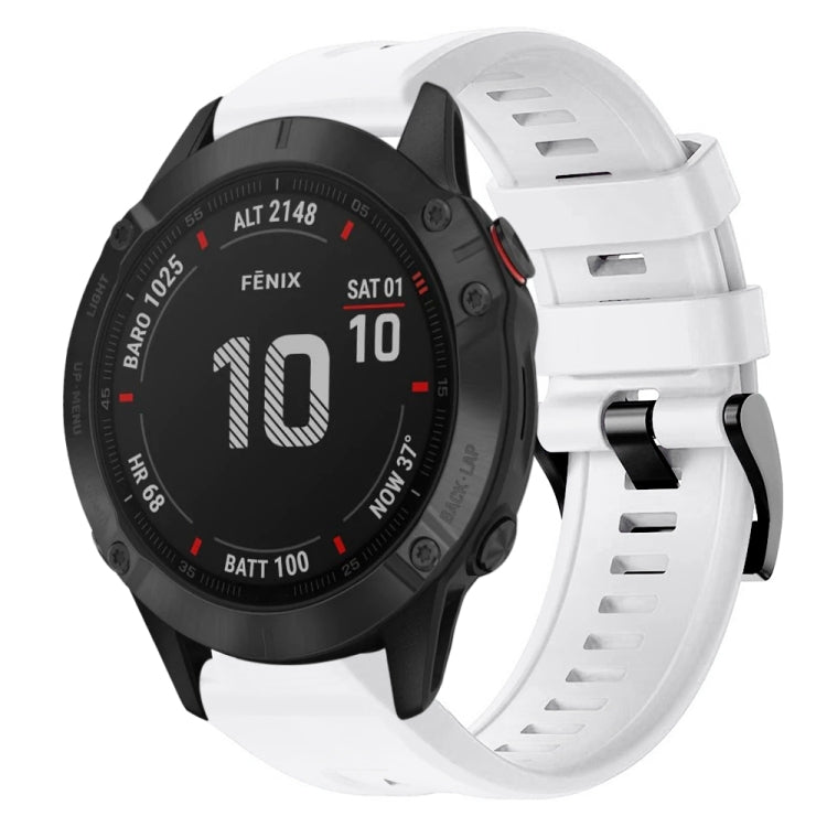 For Garmin Fenix 6 Pro GPS Metal Buckle Solid Color Silicone Watch Band(White) by bashfashion