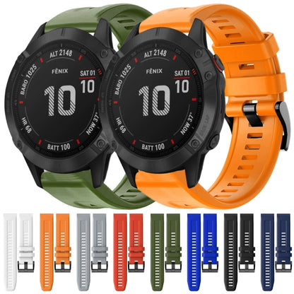 For Garmin Fenix 6 Pro GPS Metal Buckle Solid Color Silicone Watch Band(White) by bashfashion