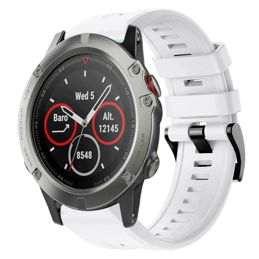 For Garmin Quatix 5 Metal Buckle Solid Color Silicone Watch Band(White) by bashfashion
