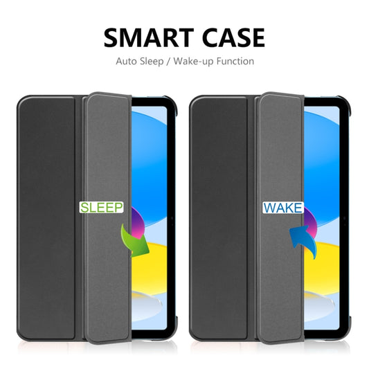 For iPad 2025 / 2022 ENKAY Tri-fold Custer Texture Leather Stand Smart Case(Light Blue) by ENKAY