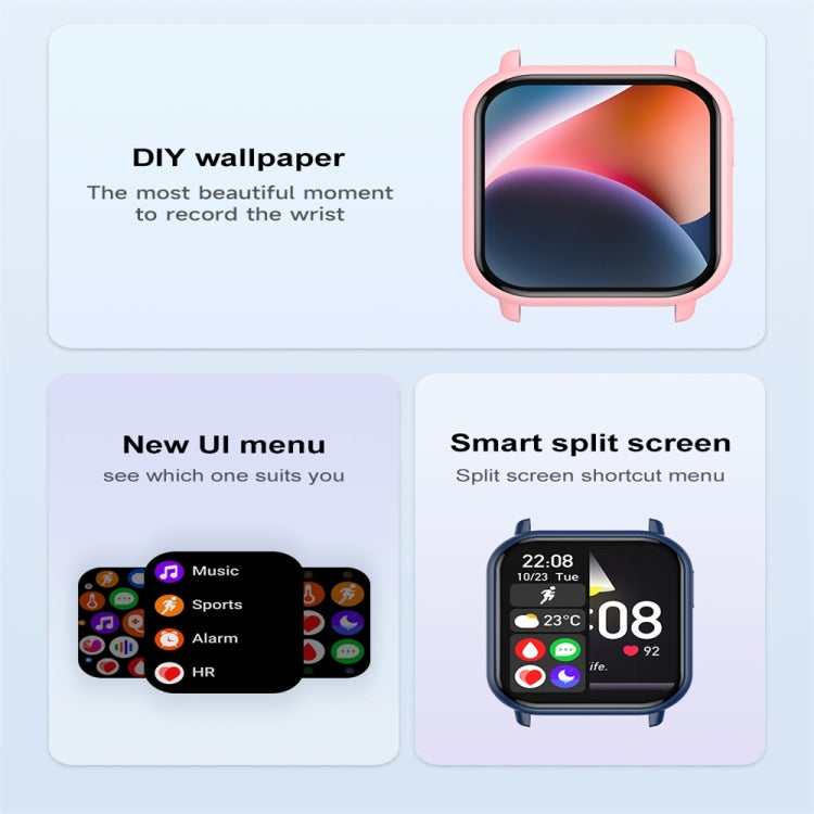 ZW32 1.85 inch Color Screen Smart Watch,Support Heart Rate Monitoring/Blood Pressure Monitoring(Pink) by bashfashion