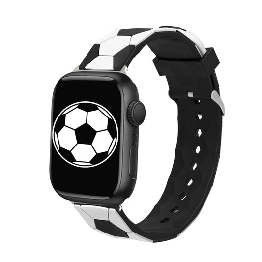 Football Style Metal Connector Silicone Watch Band For Apple Watch Ultra 49mm&Watch Ultra 2 49mm / Series 9&8&7 45mm / SE 3&SE 2&6&SE&5&4 44mm / 3&2&1 42mm(White+Black) by bashfashion