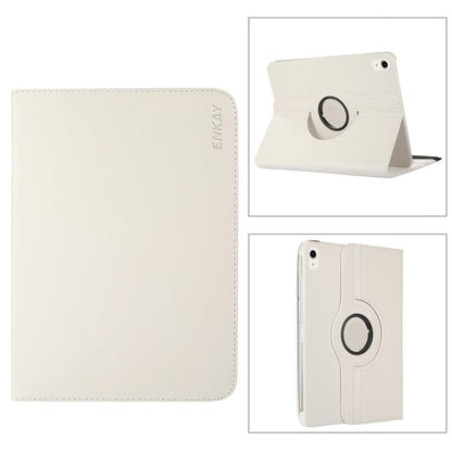For iPad 2025 / 2022 ENKAY Hat-Prince 360 Degree Rotation Litchi Leather Smart Tablet Case(White) by ENKAY