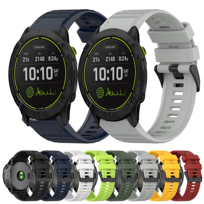 For Garmin Enduro 26mm Horizontal Texture Silicone Watch Band with Removal Tool(Black) by bashfashion